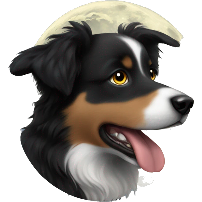 Small black australian shepherd dog moon emoji