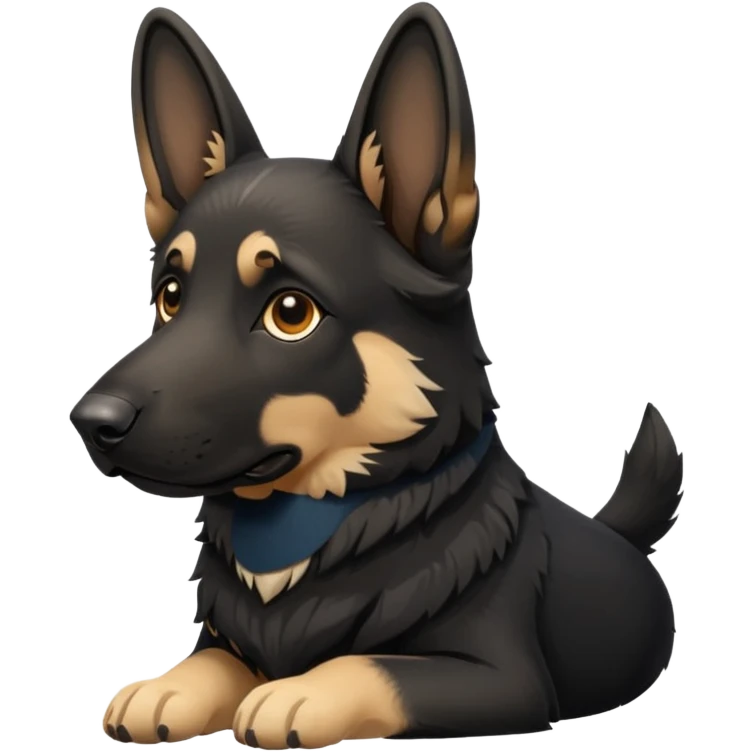 German shepherd dog that is mainly black with some light cream colored fur emoji