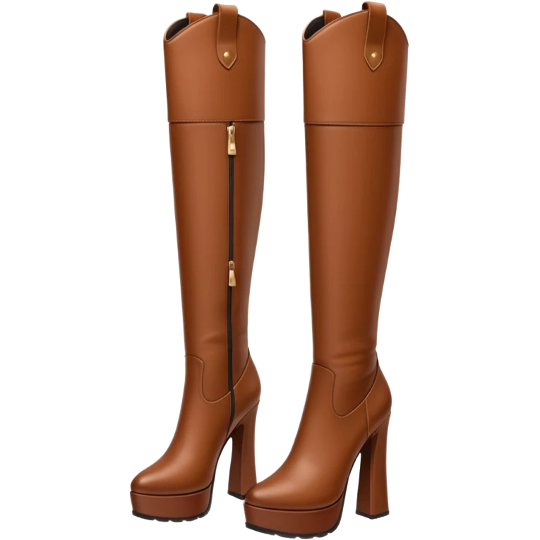brown y2k heeled knee high boots emoji
