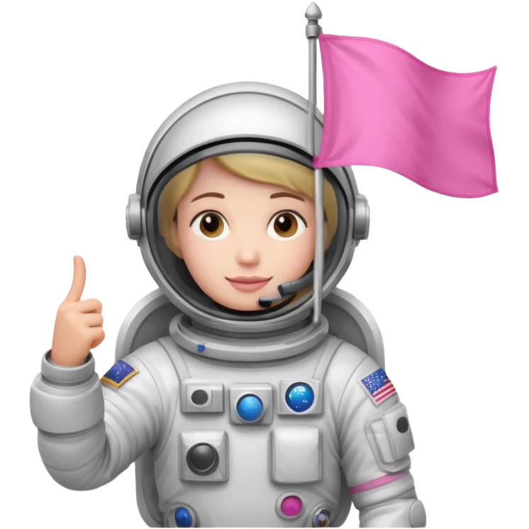 astronaut holding pink flag in hand emoji
