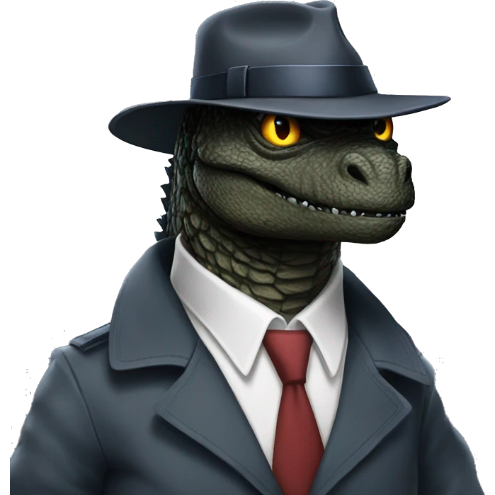 Godzilla dressed as a detective emoji