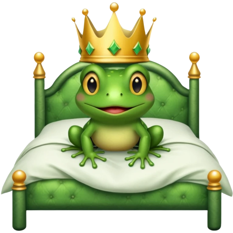 Frog with crown in a double bed  emoji