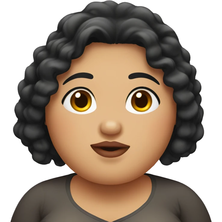 Overweight Southeast Asian woman with black curly hair. emoji