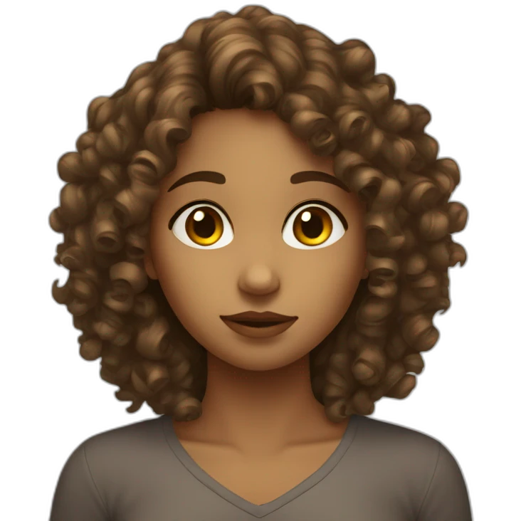 curly hair brown girl thinking emoji