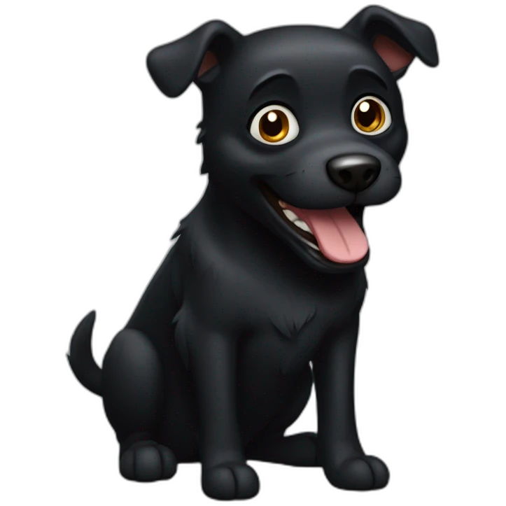 Crazy black dog emoji
