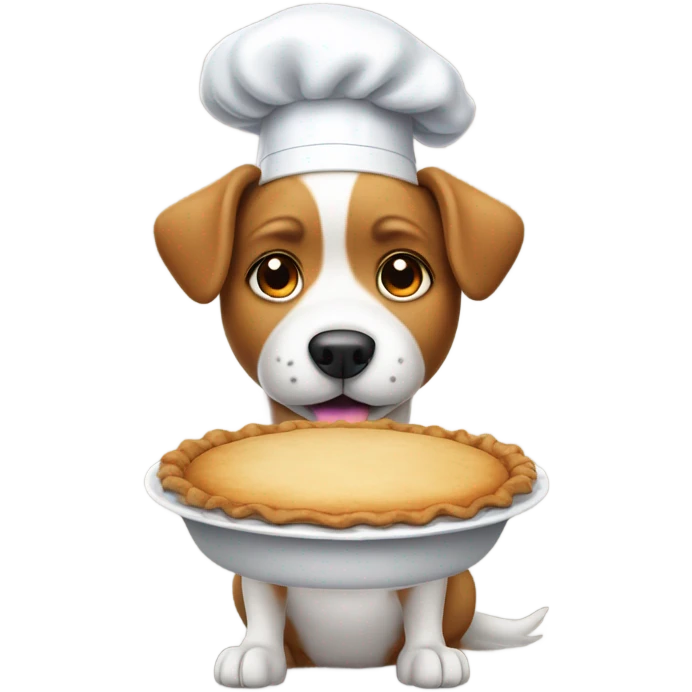 Dog cooking a pie with a hat emoji