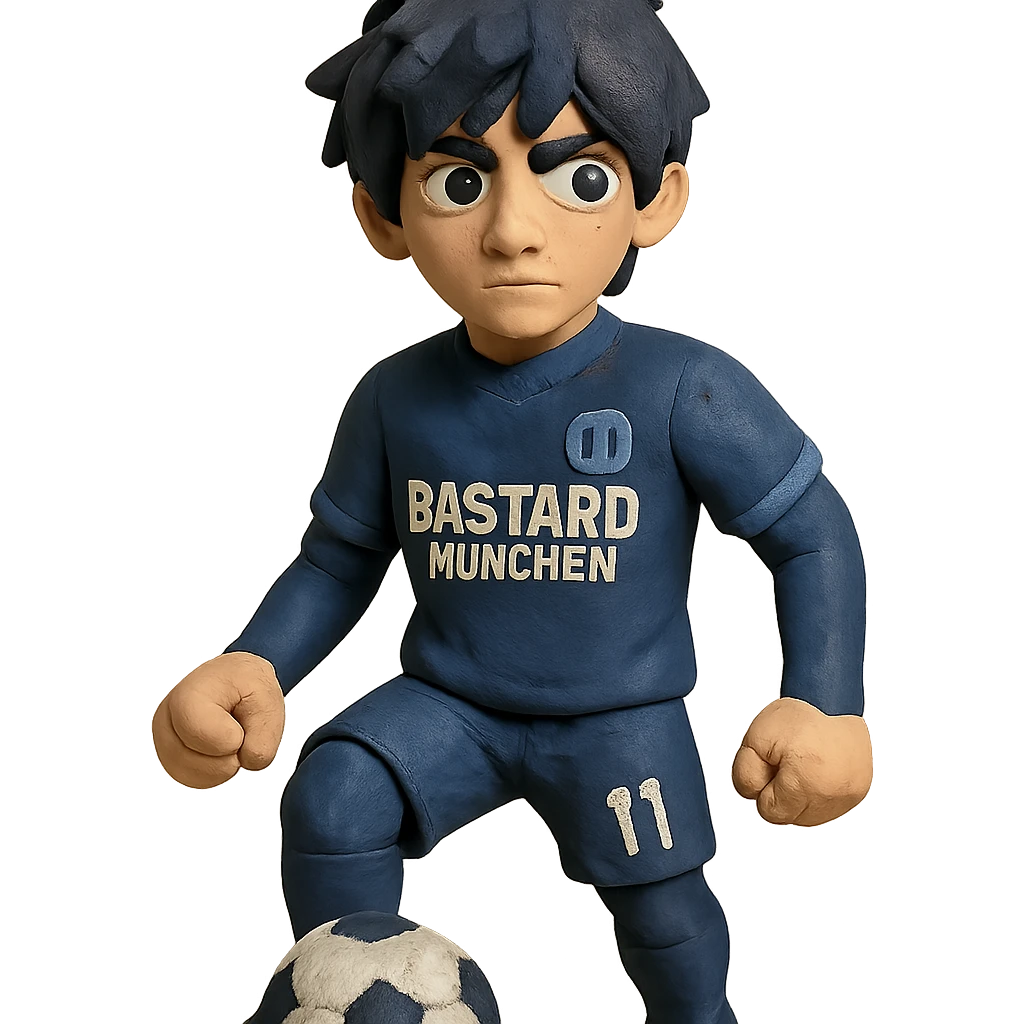 Bastard München soccer player from Blue Lock anime in claymation style emoji