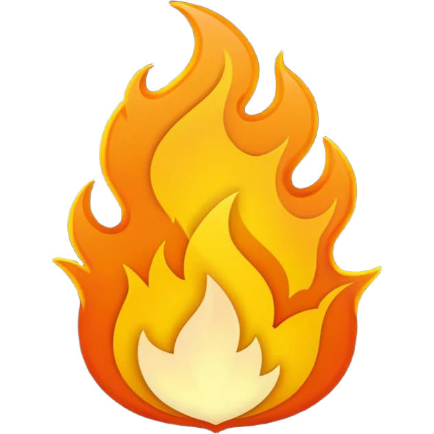 small cartoon flame icon emoji with the word 'FIRE' in bold letters in the center, cartoon style, thick outlines, bright orange and yellow, clear for use in chat reactions and YouTube memberships emoji