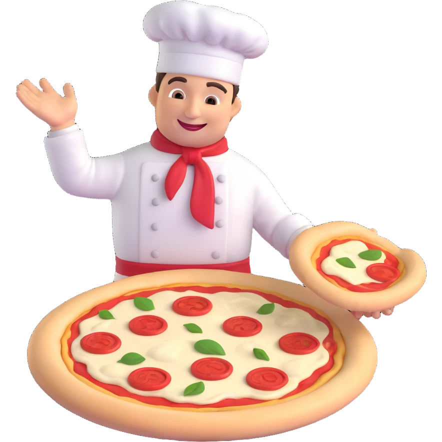 smiling Italian chef spinning pizza dough emoji