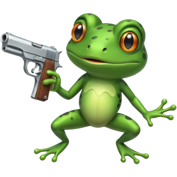 Frog shooting two pistols  emoji