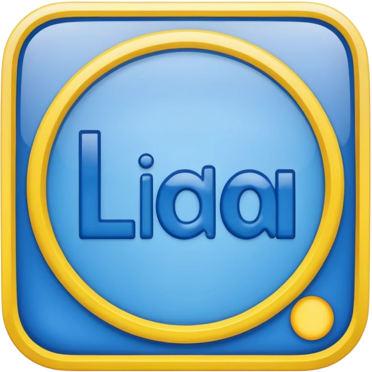 Inside blue square Yellow Circle with blue leters Lidl emoji
