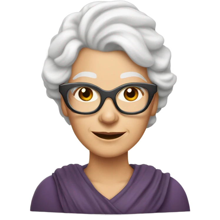 Beautiful White 70 year old white lady Warrior Princess with glasses  emoji