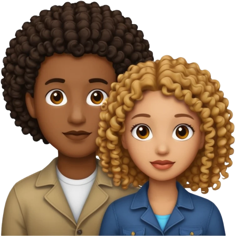 Ebony couple, light skin female brown skin male emoji