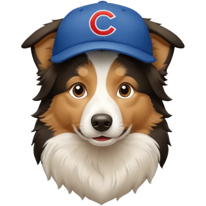 a border collie dog with a Cubs baseball hat on emoji