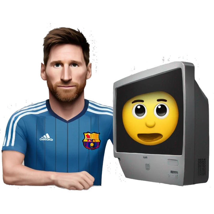 Messi con una computadora emoji