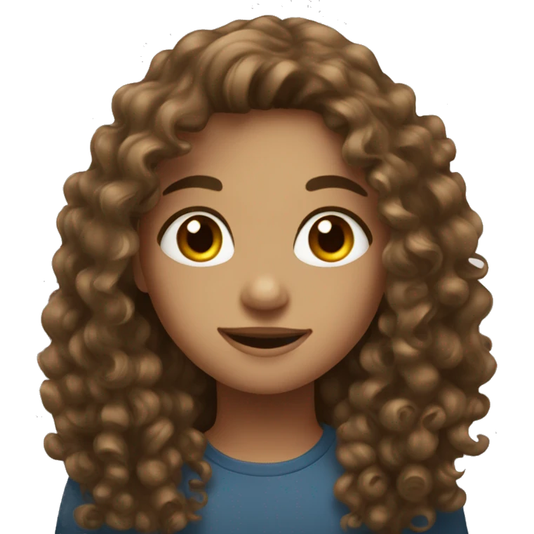 A curly haired girl with long brown hair and long hair  emoji