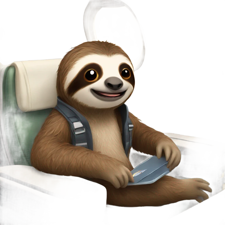 Sloth on an airplane emoji