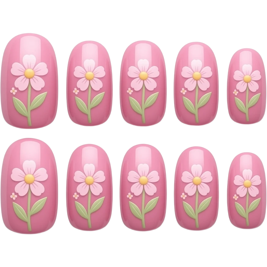Press on Nail set pink emoji