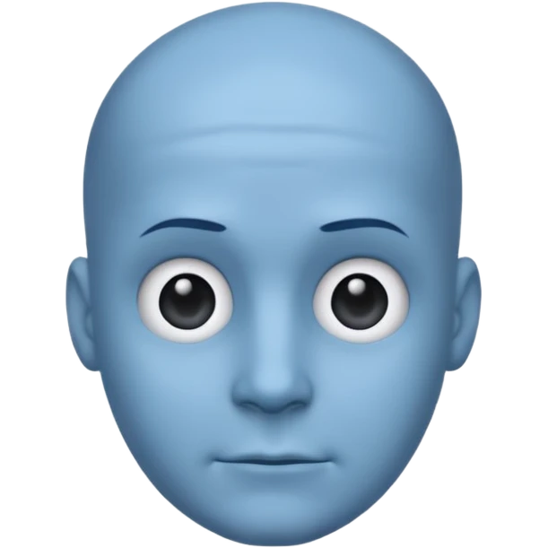 Bald male emoji with blue skin, no smile, like neutral face, but with a big head / forehead emoji