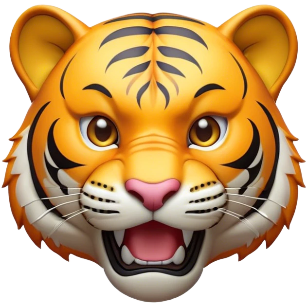 Cinematic Comical Tiger Portrait Emoji, Head tilted dramatically with an exaggeratedly shocked expression, featuring a sleek, muscular build with wide, comically expressive eyes full of humorous disbelief, Simplified yet hilariously expressive features, highly detailed, glowing with a slightly sassy wild glow, high shine, dramatic yet playful, stylized with an air of quirky feline attitude, soft glowing outline, capturing the essence of a meme-worthy tiger that looks ready to side-eye its way into viral fame! emoji