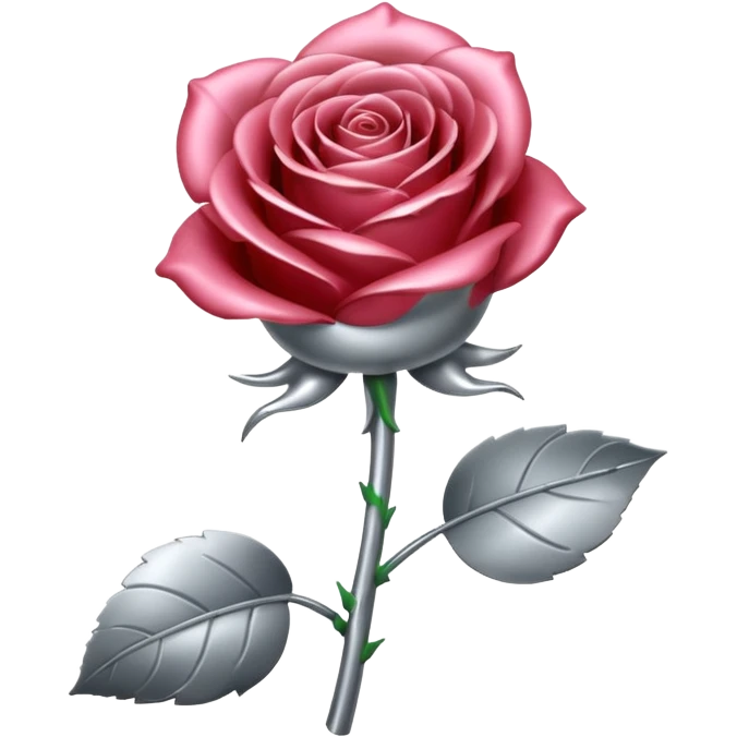 gray metal chrome rose, without green leaves, just flower emoji