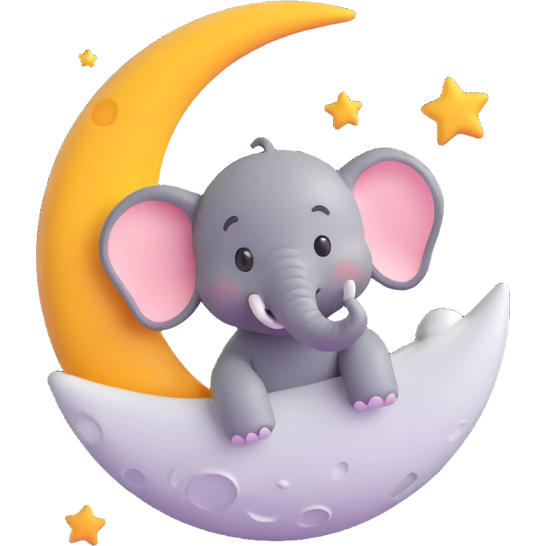 an elephant on the moon, 3D emoji style emoji