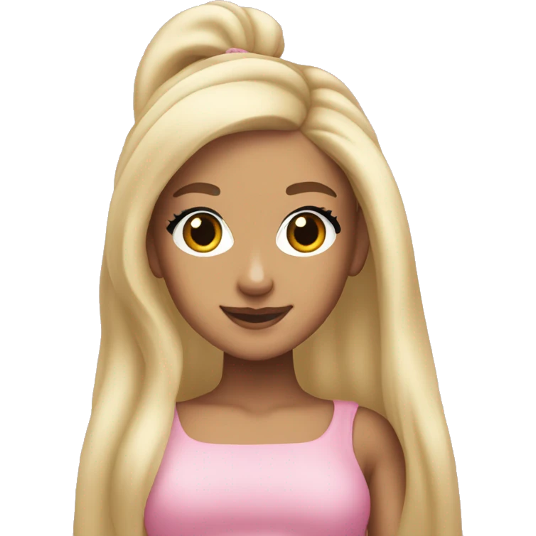 Blonde Ariana grande wearing pink emoji