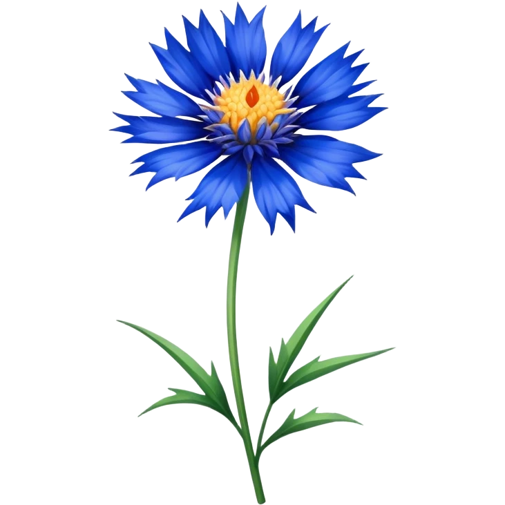 single Cornflower, straight stem emoji