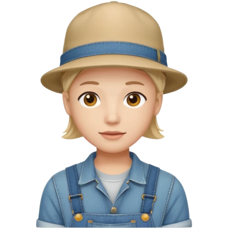 worker 1950 flat hat and overalls emoji