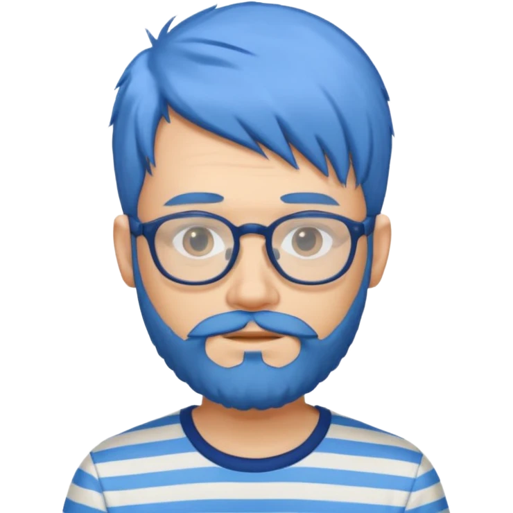 blue hair glasses man with beard and striped shirt emoji