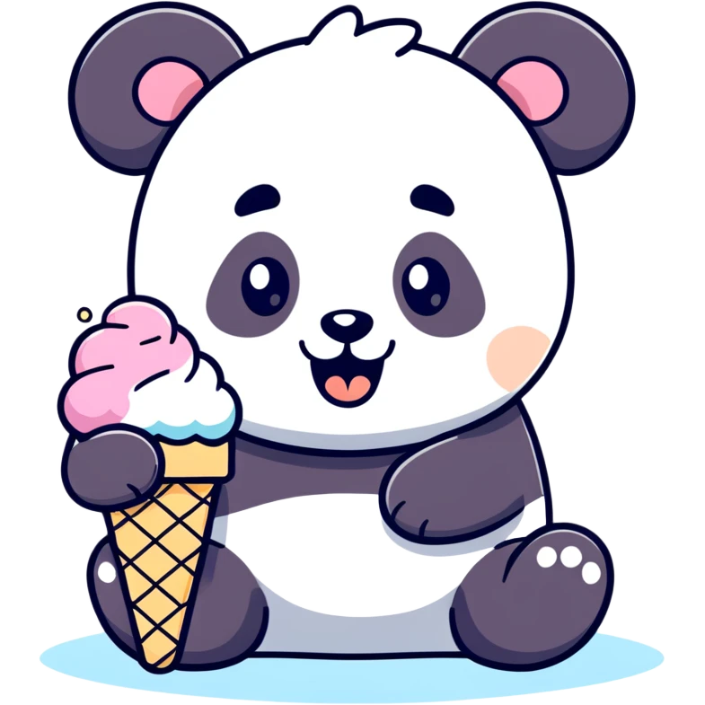 Panda eating ice cream emoji