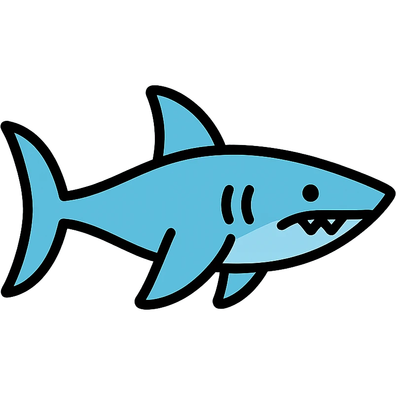 shark icon, flat design, subtle blue tones, simple shapes emoji