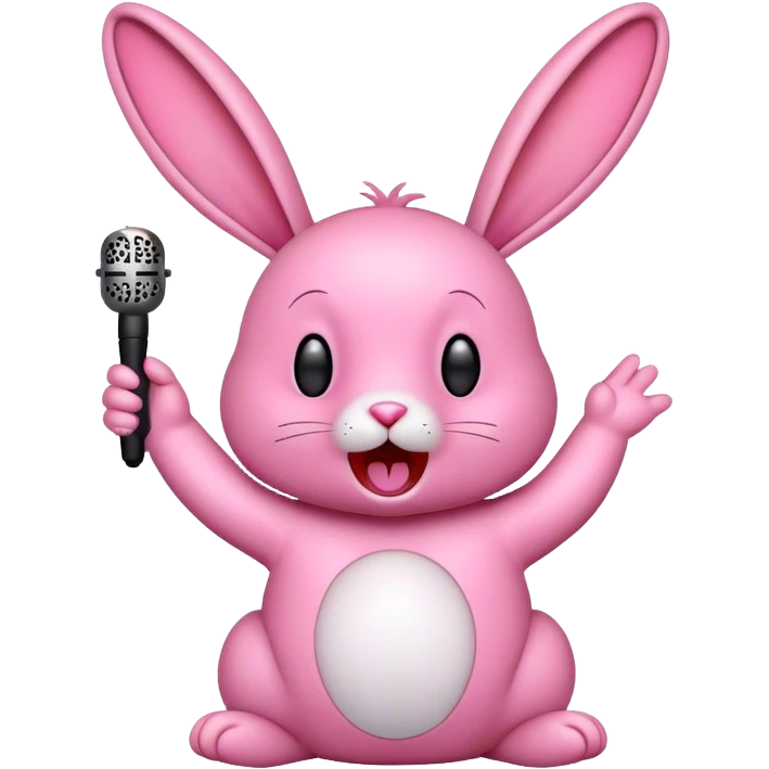 Pink rabbit sing emoji