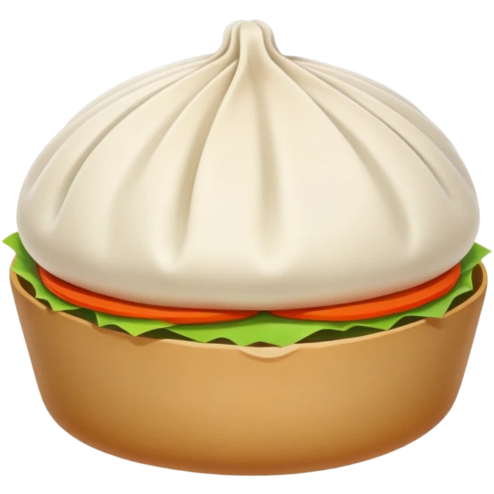 Steamed stuffed bun Baozi with visible pleated top, simplified emoji style with bold outlines and bright colors, cartoon style Chinese street snack emoji
