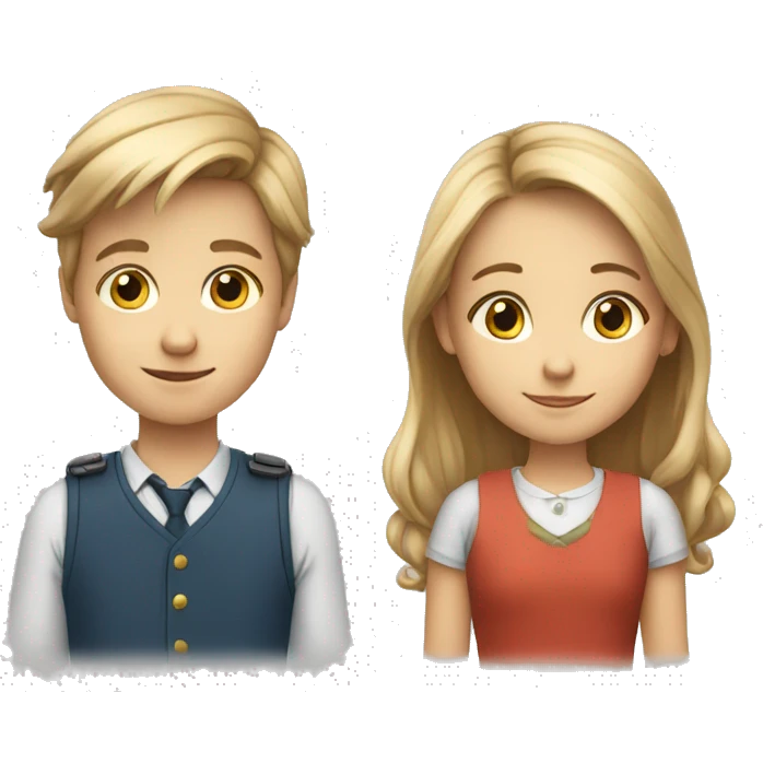 Two smart 12 year old swedish kids, one boy and one girl emoji