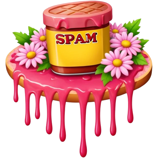 melted pink dripping sauce SPAM MEAT flower bouquet  emoji