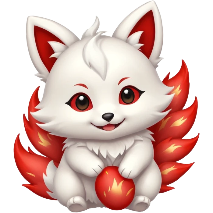 Fireworks Jumping white with red marks Chibi baby cute kitsune   emoji
