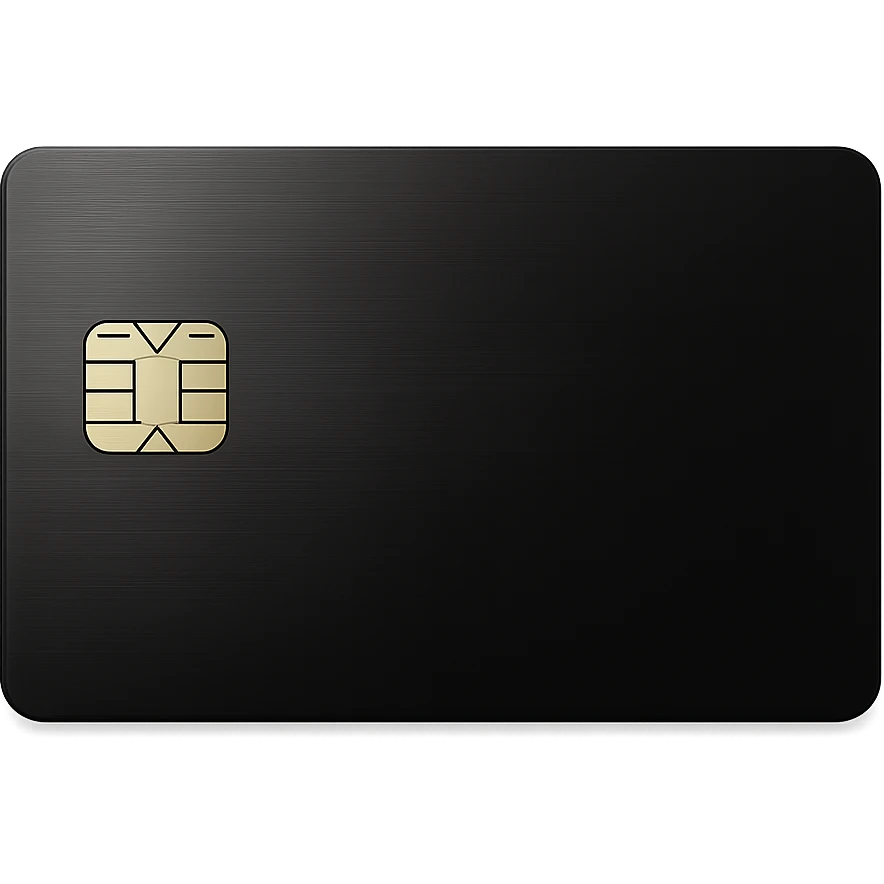 sleek black credit card with metallic shine, chip visible emoji