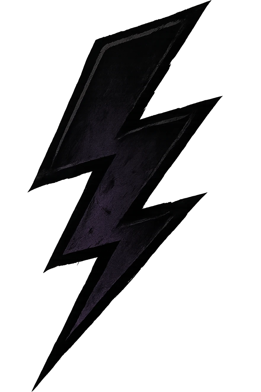 emo lightning bolt, black and purple, no background emoji