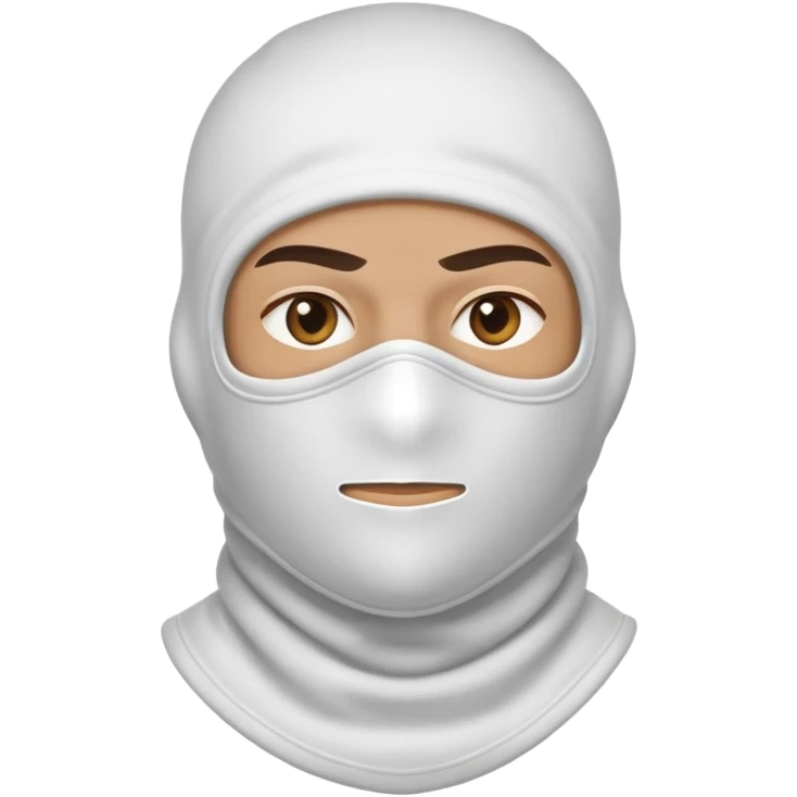 A confident hustler character wearing a white balaclava mask emoji