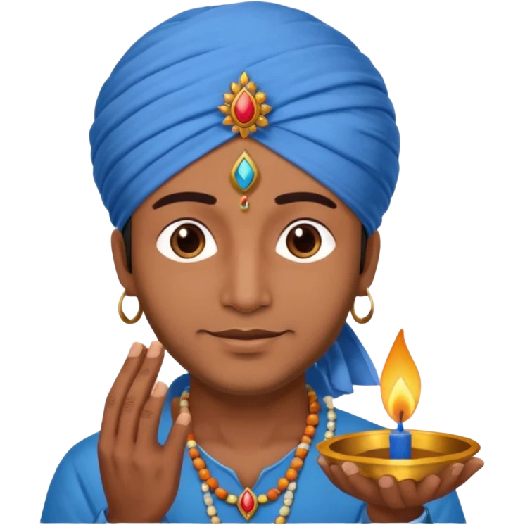 diwali man with blue turban and diwali emoji