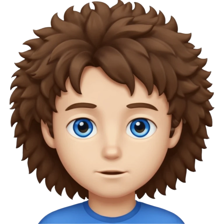 Brown tiktok fluffy hair and blue eyes boy emoji