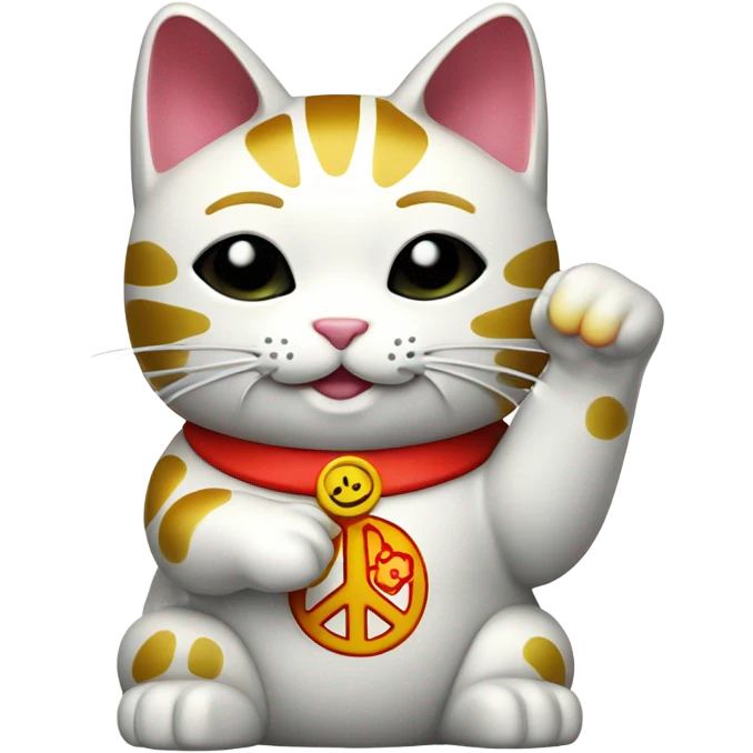 Maneki Neko cute flashing peace sign emoji