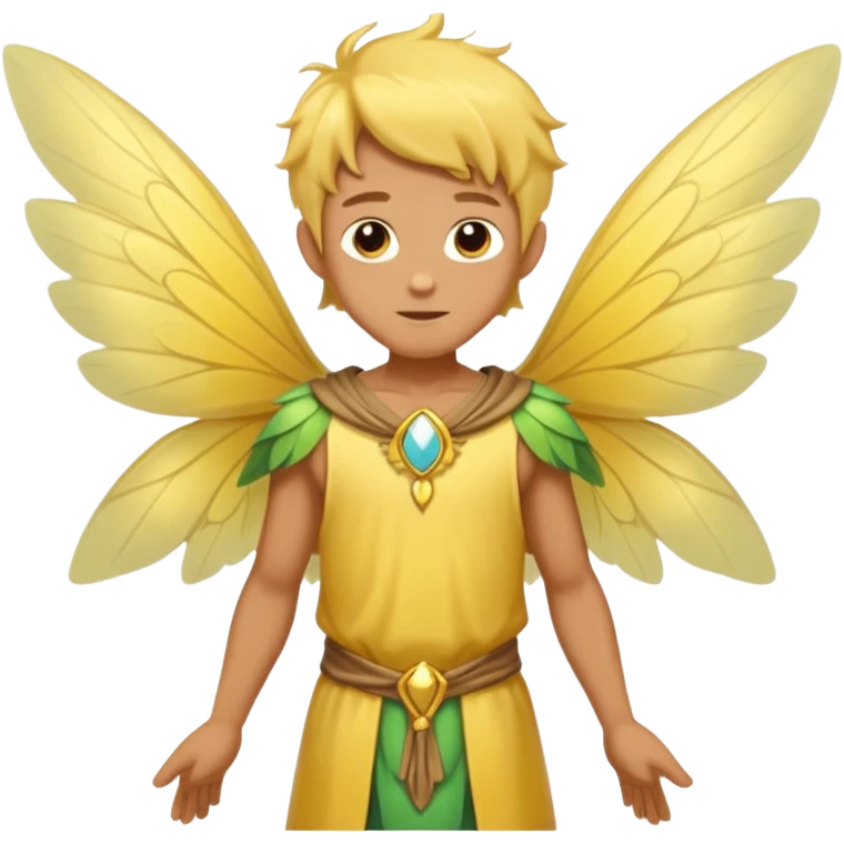 yellow male fairy, tan skin emoji