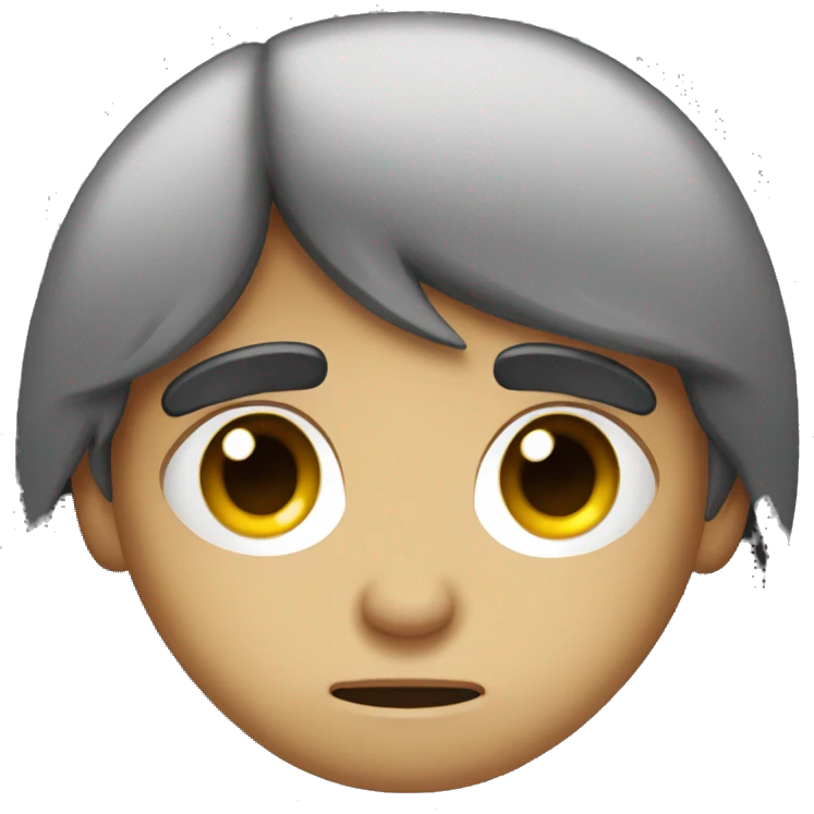 Sad boy with long dark hair covering his left eye emoji
