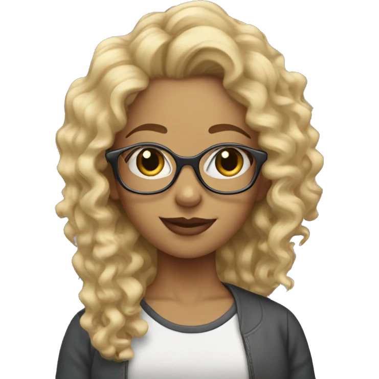 girl with curly blonde hair with glasses and earrings  emoji