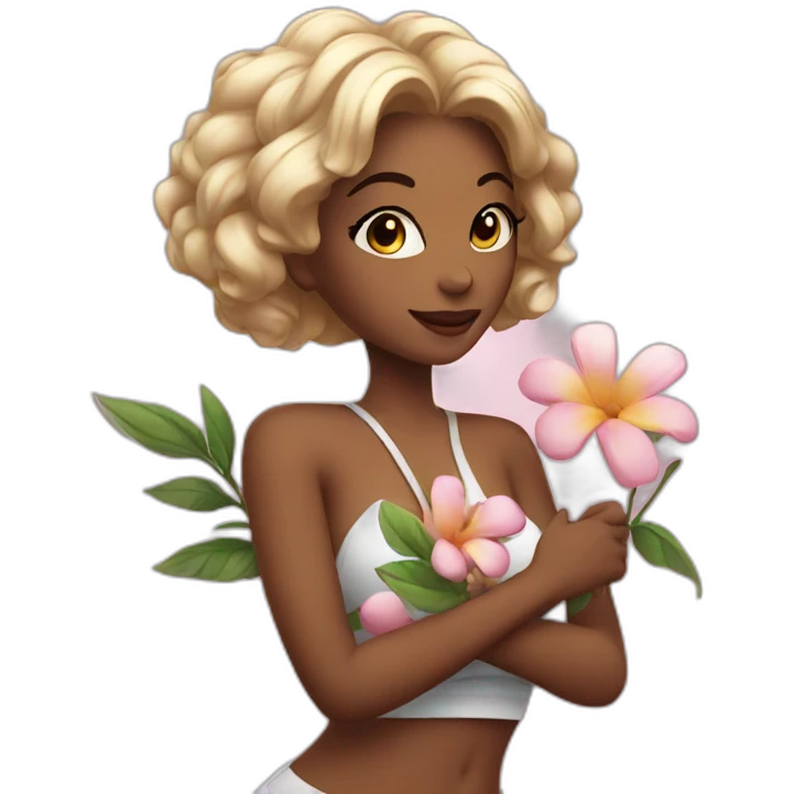 Sexy girl with flowers emoji