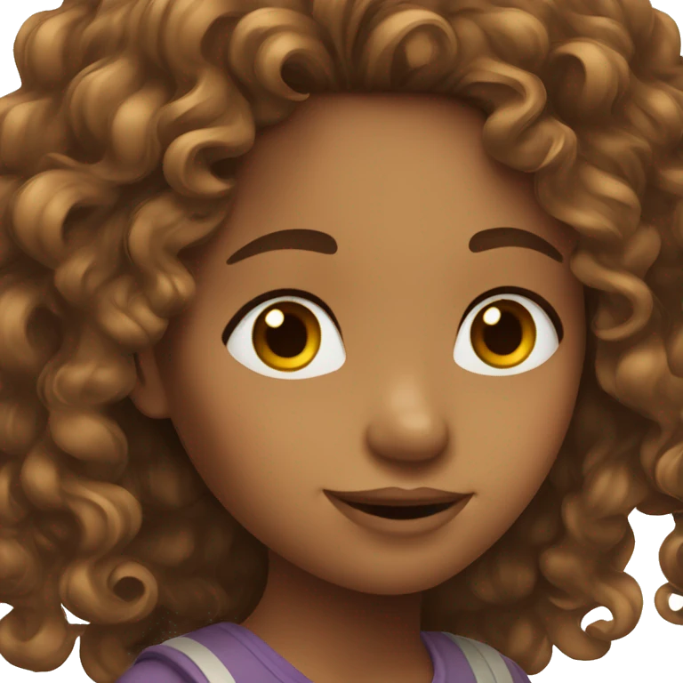 Girl with brown long curly hair emoji