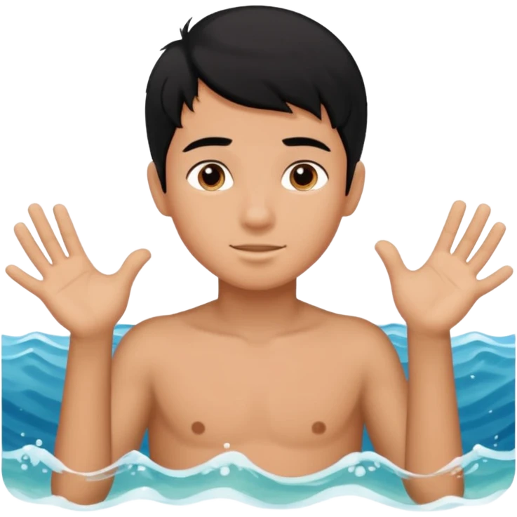 검은 머리의 소년, 바다를 좋아하고, 완벽을 추구하는 emoji