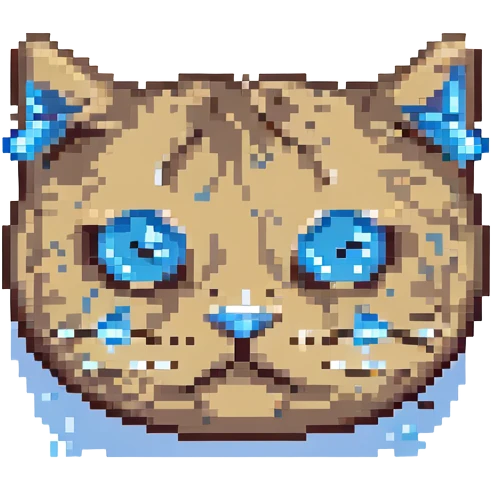 sad cat emoji, blue tears, small size emoji